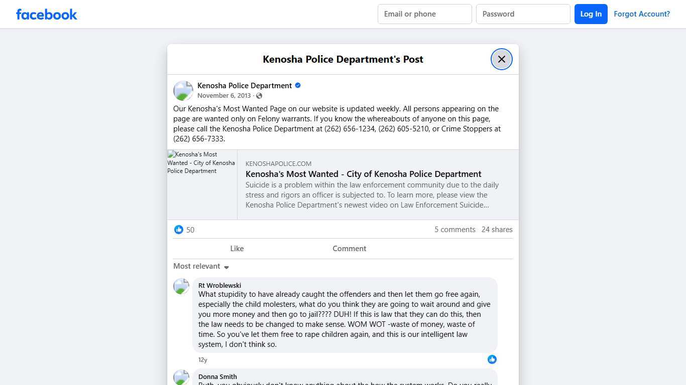 Our Kenosha's Most Wanted Page... - Kenosha Police Department | Facebook