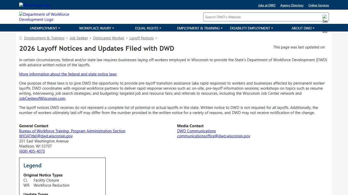 2026 Layoff Notices and Updates