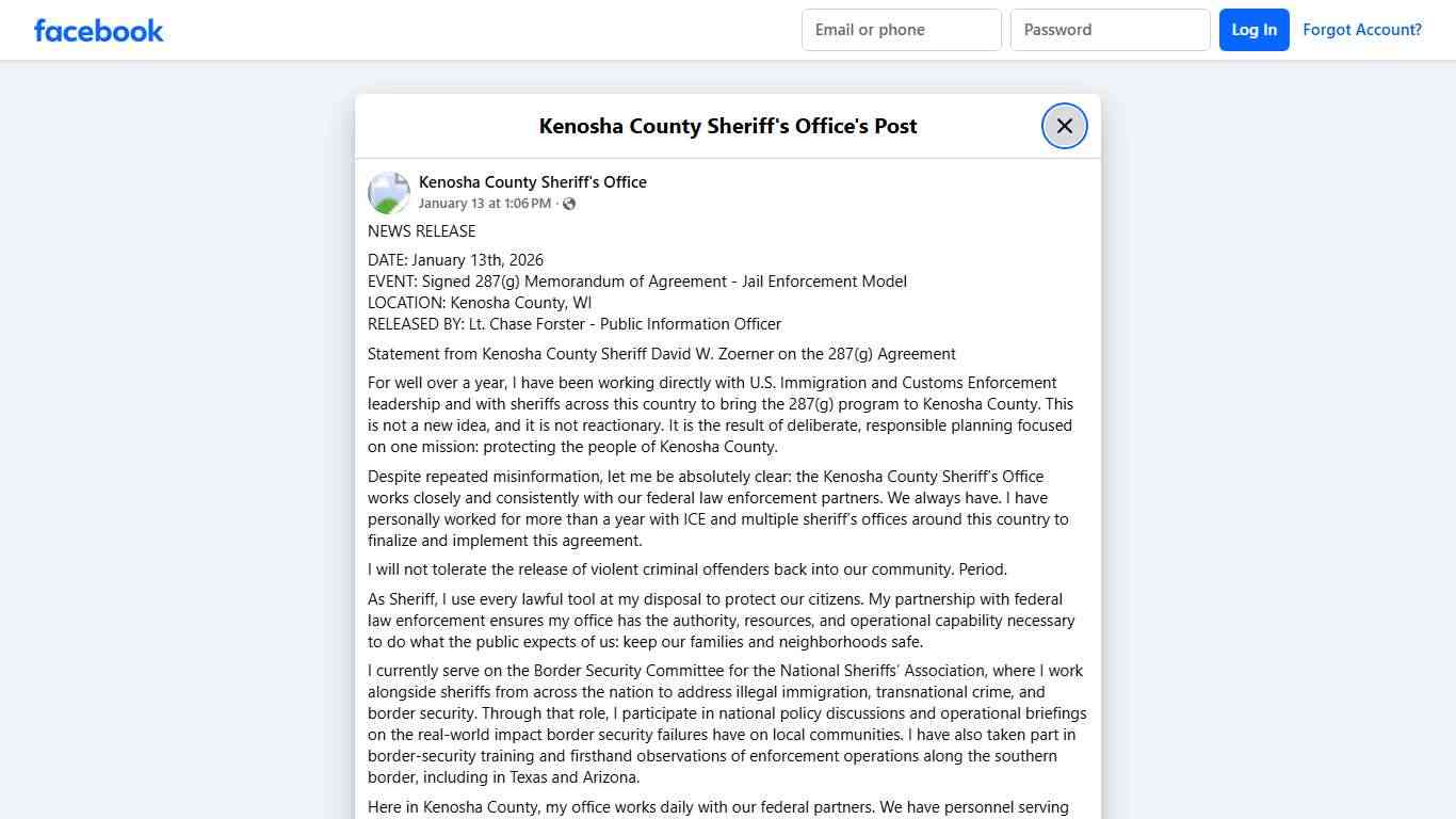 NEWS RELEASE DATE:... - Kenosha County Sheriff's Office | Facebook